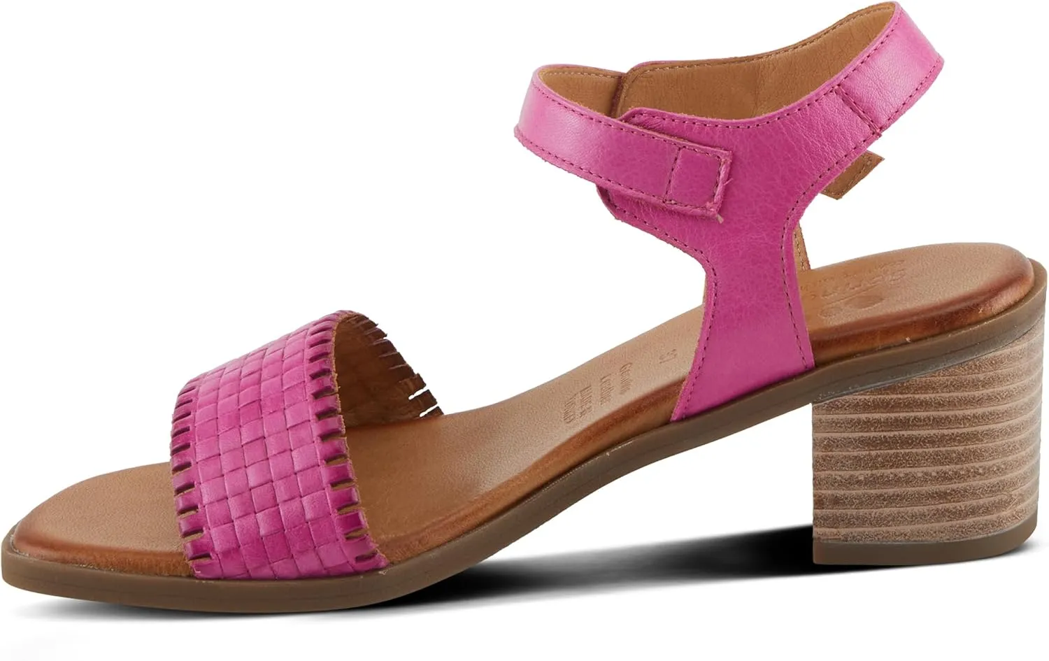 Spring Step NIFONA Women's Embossed Leather Sandals with Cushioned Footbed and Stacked Heel