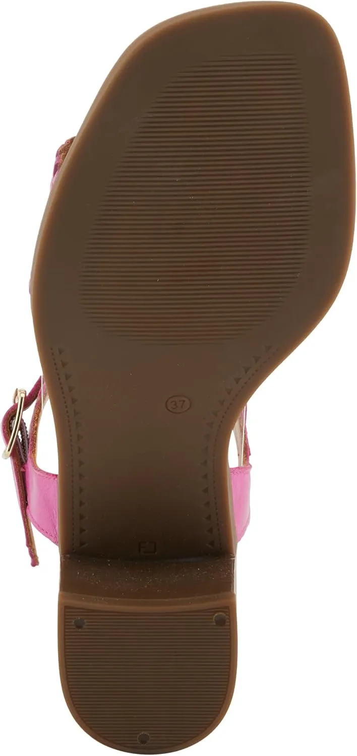 Spring Step NIFONA Women's Embossed Leather Sandals with Cushioned Footbed and Stacked Heel