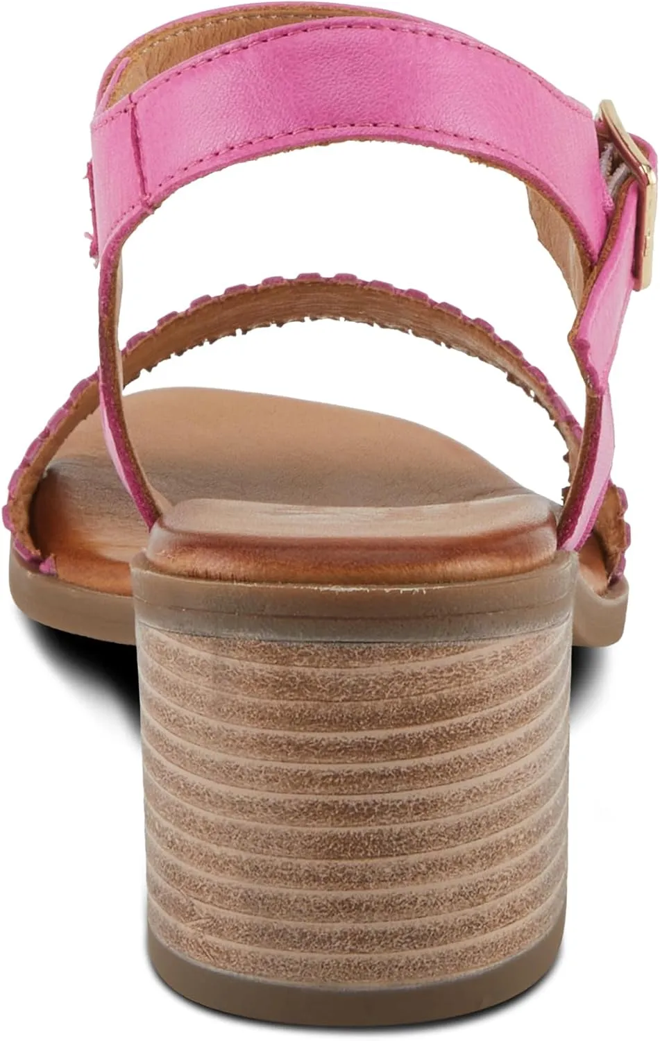 Spring Step NIFONA Women's Embossed Leather Sandals with Cushioned Footbed and Stacked Heel