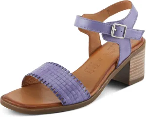 Spring Step NIFONA Women's Embossed Leather Sandals with Cushioned Footbed and Stacked Heel