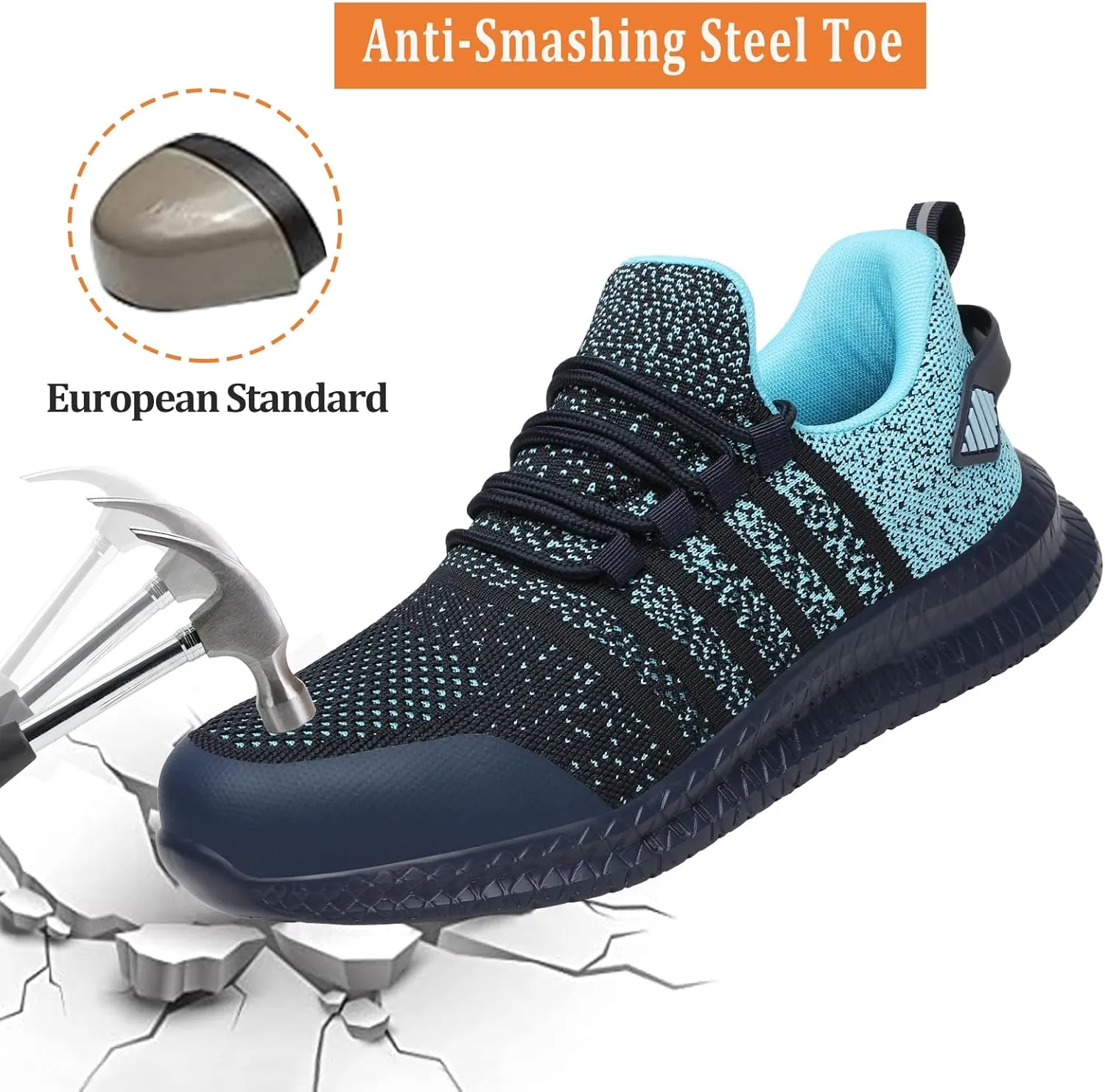 Steel Toe Shoes for Men and Women Comfortable Lightweight Work Safety Shoes Puncture Proof Slip Resistant Indestructible Sneakers Construction Work Utility