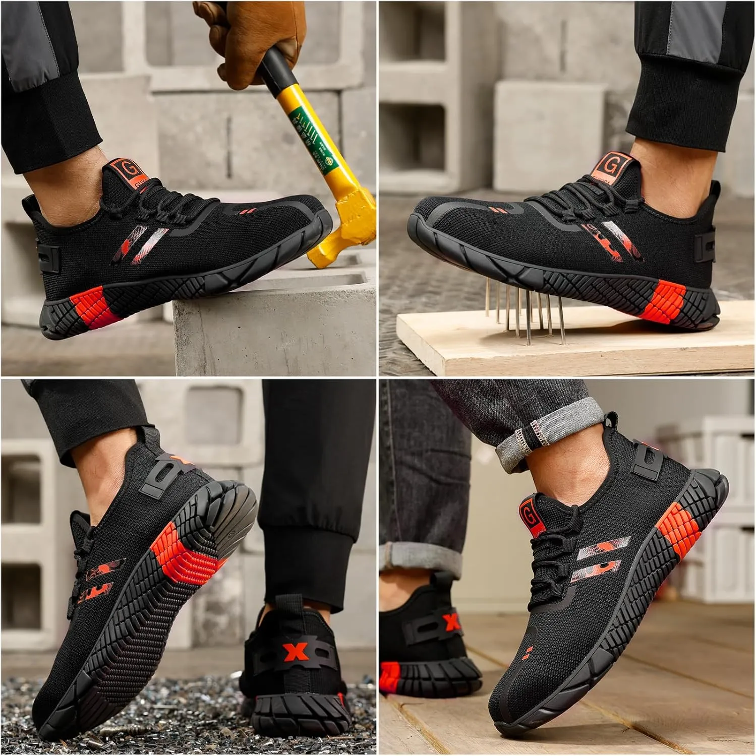 Steel Toe Shoes for Men Work Safety Shoes for Men Comfortable Puncture Proof Sneakers Steel Toe Tennis Sneakers Construction Indestructible Work Utility Footwear