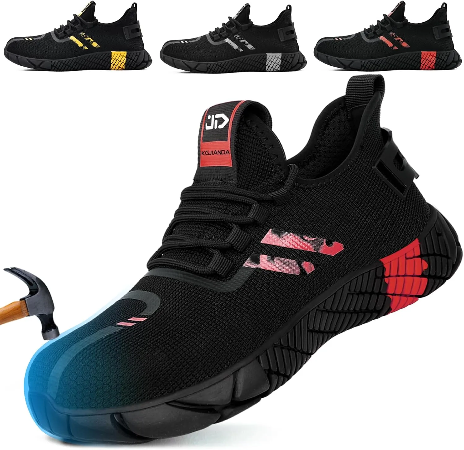 Steel Toe Shoes for Men Work Safety Shoes for Men Comfortable Puncture Proof Sneakers Steel Toe Tennis Sneakers Construction Indestructible Work Utility Footwear