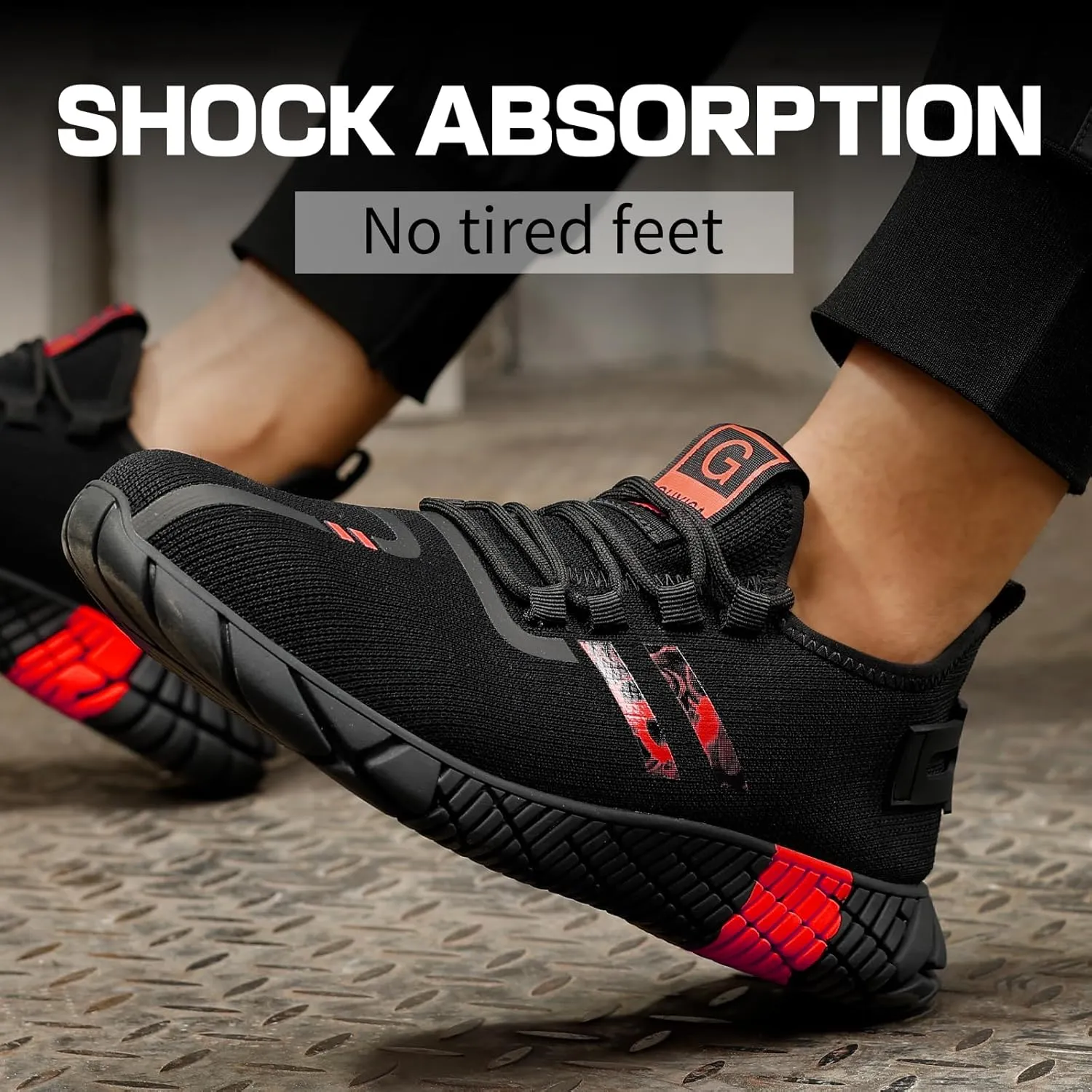 Steel Toe Shoes for Men Work Safety Shoes for Men Comfortable Puncture Proof Sneakers Steel Toe Tennis Sneakers Construction Indestructible Work Utility Footwear