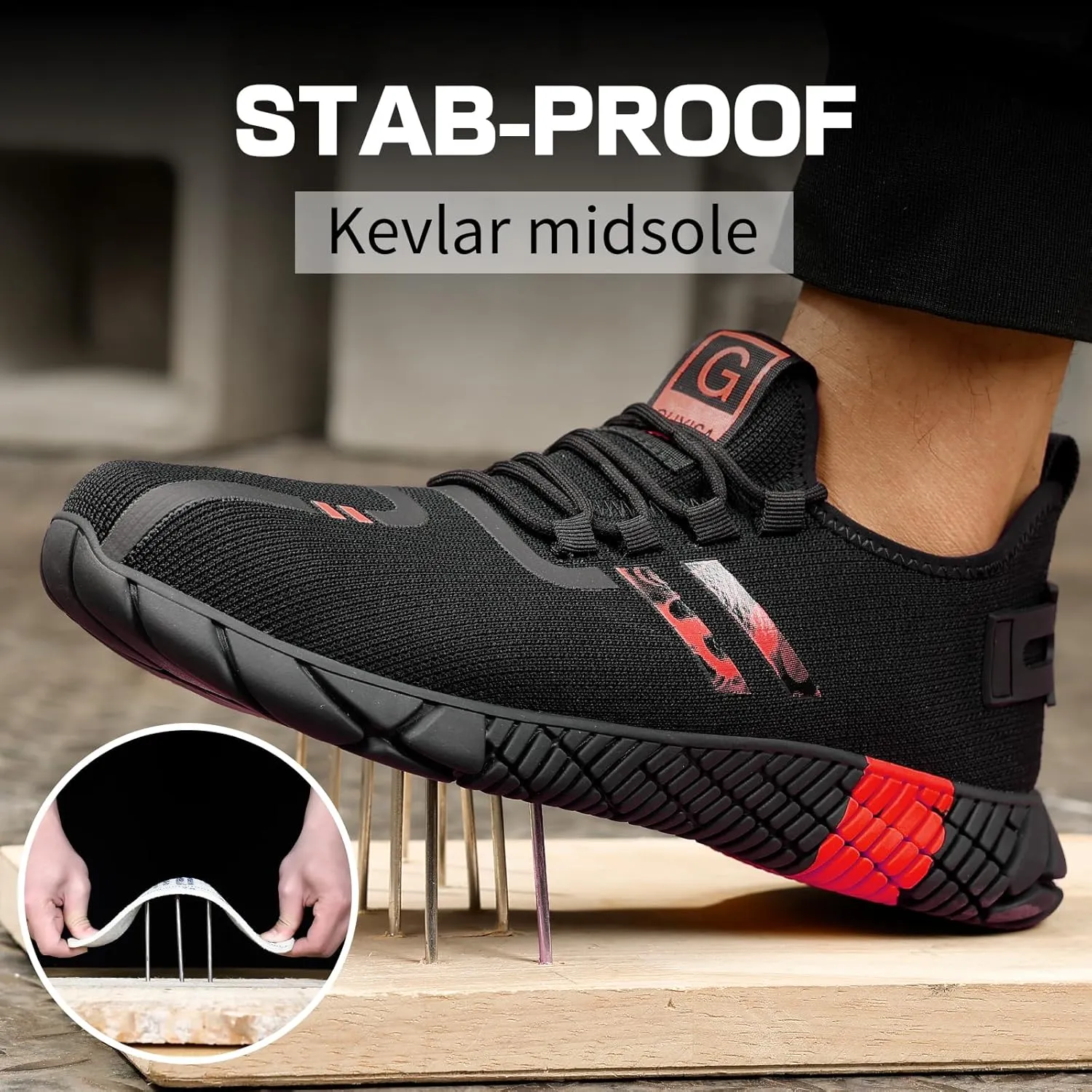 Steel Toe Shoes for Men Work Safety Shoes for Men Comfortable Puncture Proof Sneakers Steel Toe Tennis Sneakers Construction Indestructible Work Utility Footwear