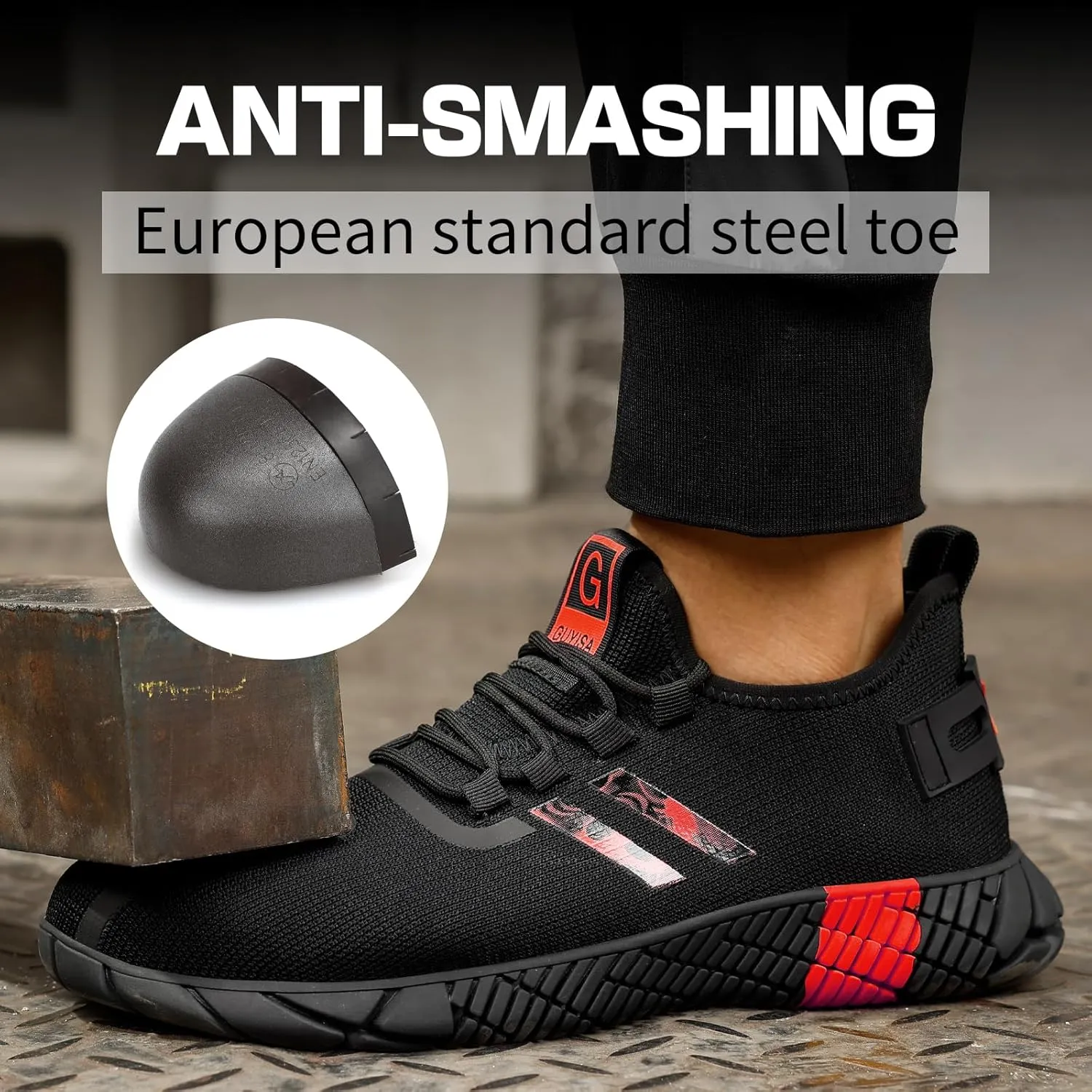 Steel Toe Shoes for Men Work Safety Shoes for Men Comfortable Puncture Proof Sneakers Steel Toe Tennis Sneakers Construction Indestructible Work Utility Footwear