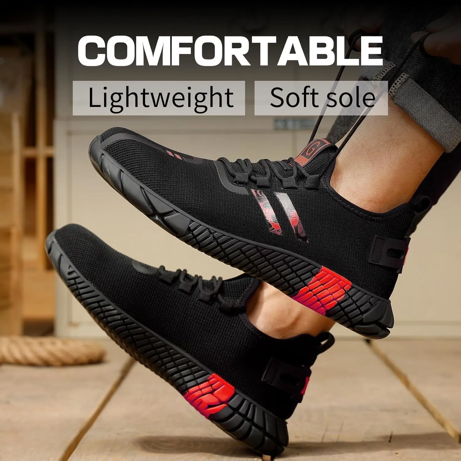 Steel Toe Shoes for Men Work Safety Shoes for Men Comfortable Puncture Proof Sneakers Steel Toe Tennis Sneakers Construction Indestructible Work Utility Footwear