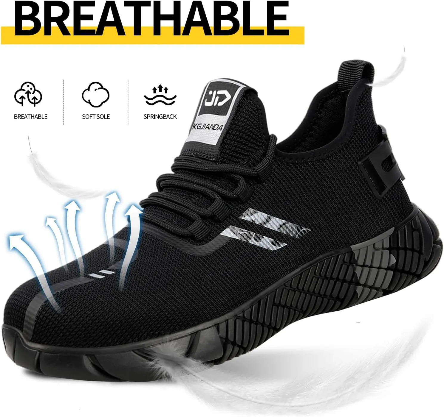 Steel Toe Shoes for Men Work Safety Shoes for Men Comfortable Puncture Proof Sneakers Steel Toe Tennis Sneakers Construction Indestructible Work Utility Footwear