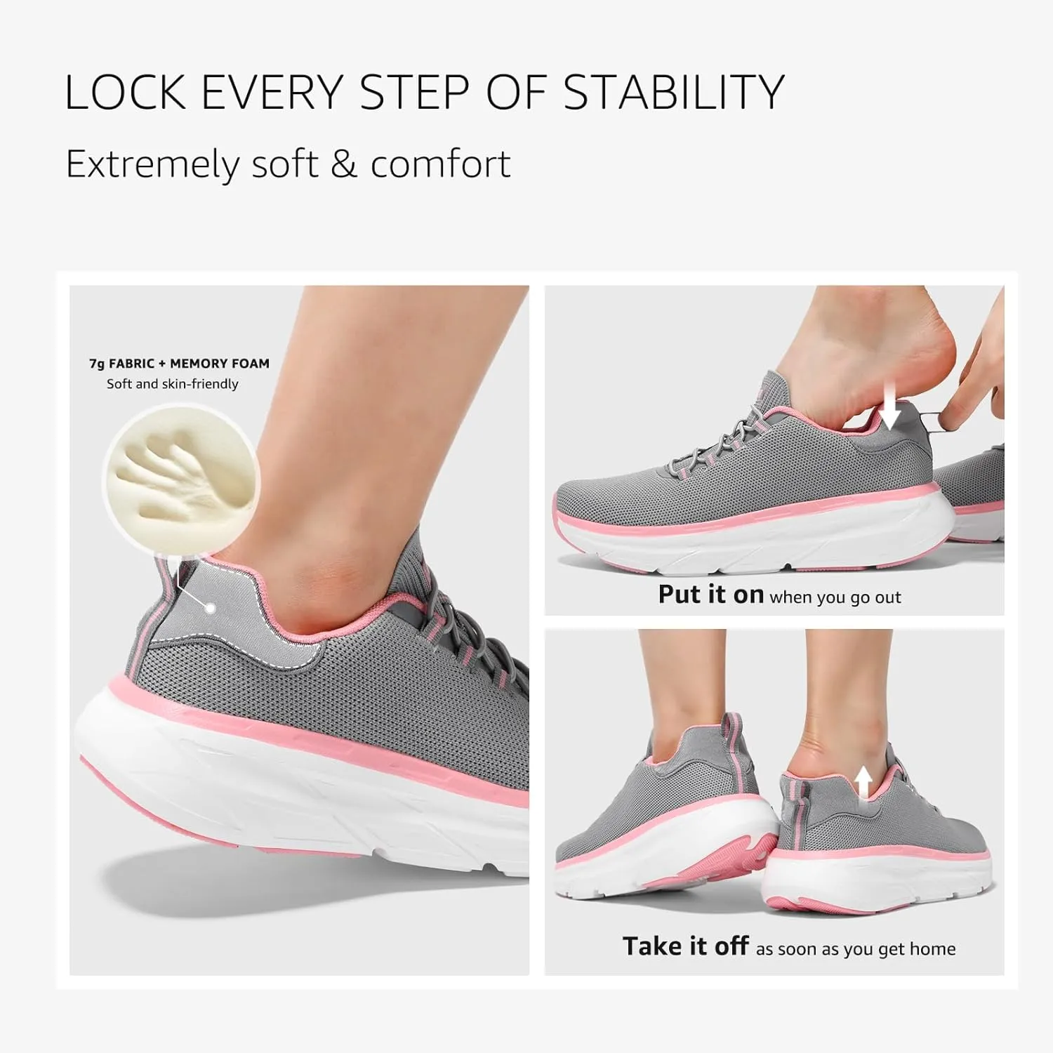 STQ Slip on Sneakers Women Orthopedic Walking Shoes for Plantar Fasciitis Relief