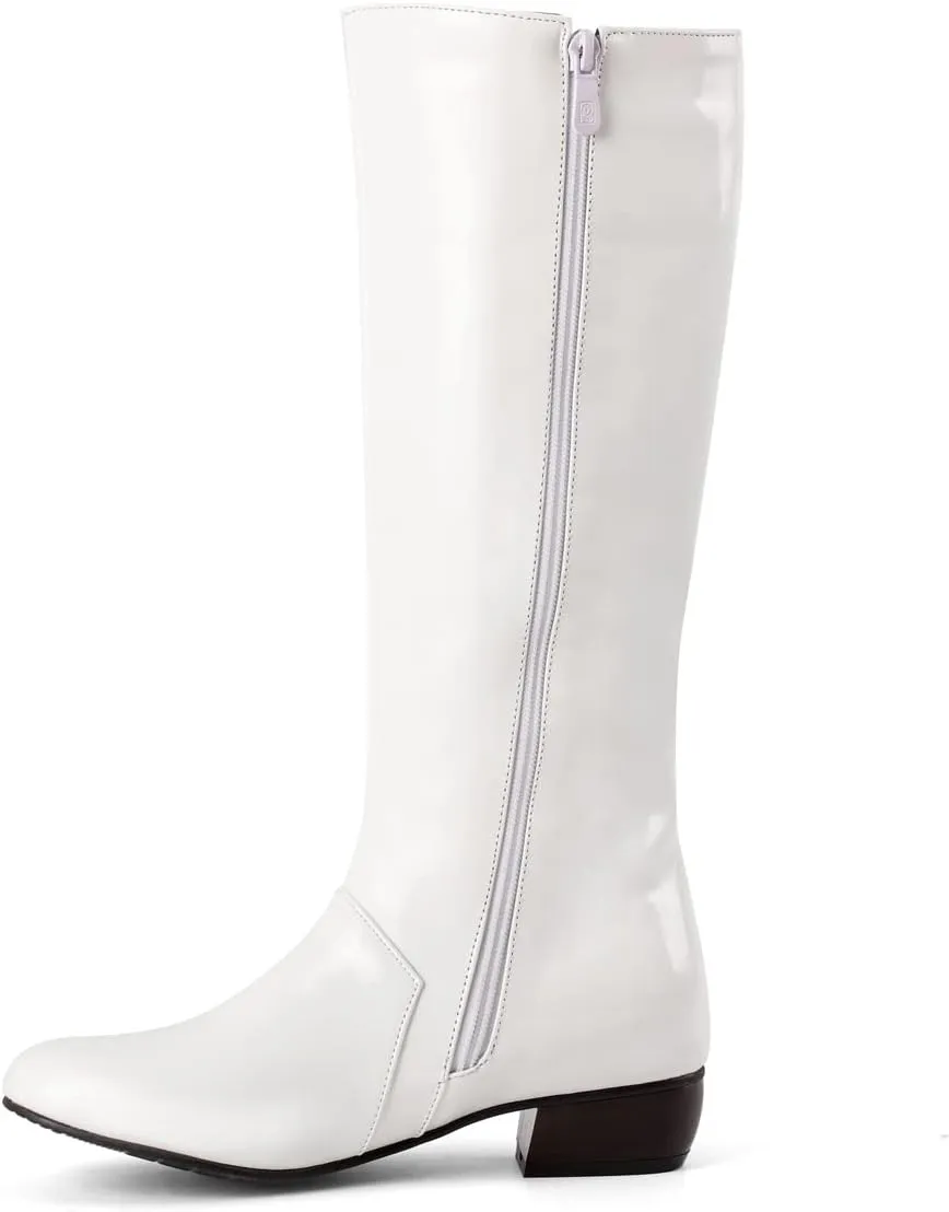 Sungtin Women's Faux Leather Knee High Flat Slouch Boots
