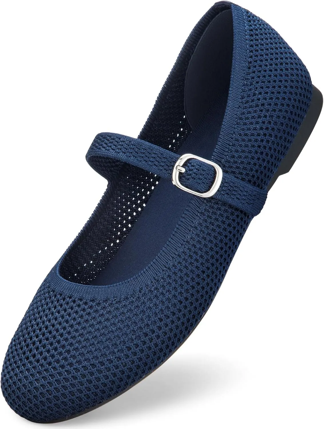 Tanamo Mary Jane Shoes Flats for Women Round Toe Shoes Ballet Flats Comfortable Dressy Adjustable Straps Casual Office Work Wedding Washable Knit Slip On