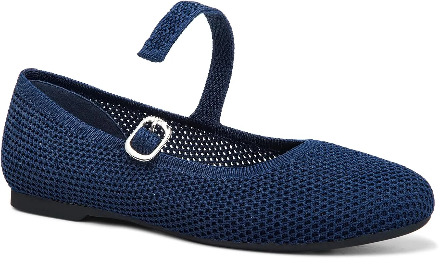 Tanamo Mary Jane Shoes Flats for Women Round Toe Shoes Ballet Flats Comfortable Dressy Adjustable Straps Casual Office Work Wedding Washable Knit Slip On