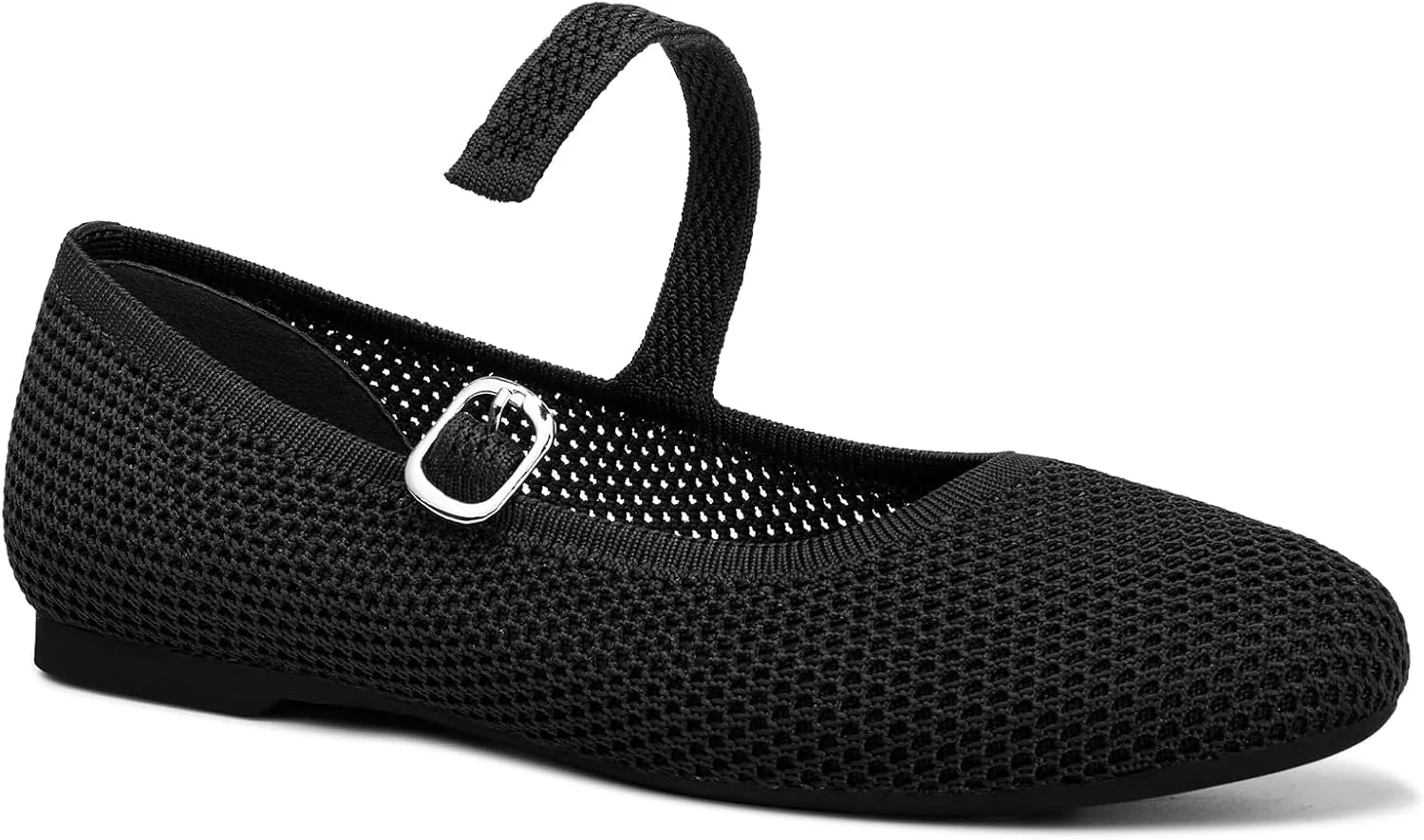 Tanamo Mary Jane Shoes Flats for Women Round Toe Shoes Ballet Flats Comfortable Dressy Adjustable Straps Casual Office Work Wedding Washable Knit Slip On