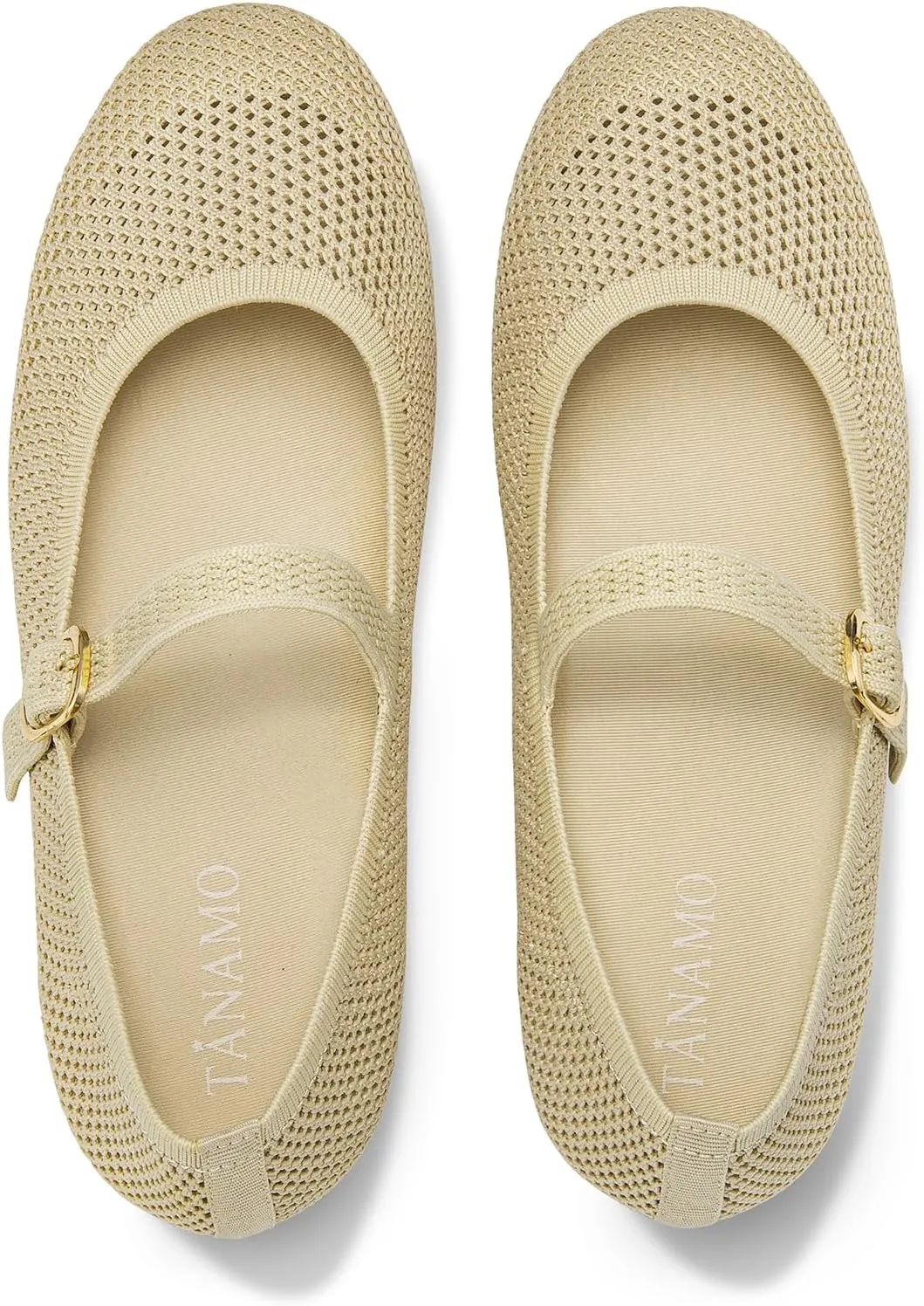 Tanamo Mary Jane Shoes Flats for Women Round Toe Shoes Ballet Flats Comfortable Dressy Adjustable Straps Casual Office Work Wedding Washable Knit Slip On