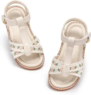 THEE BRON Toddler Girls Gladiator Sandals - Cushioned Comfy Shoes for Princess Summer Play