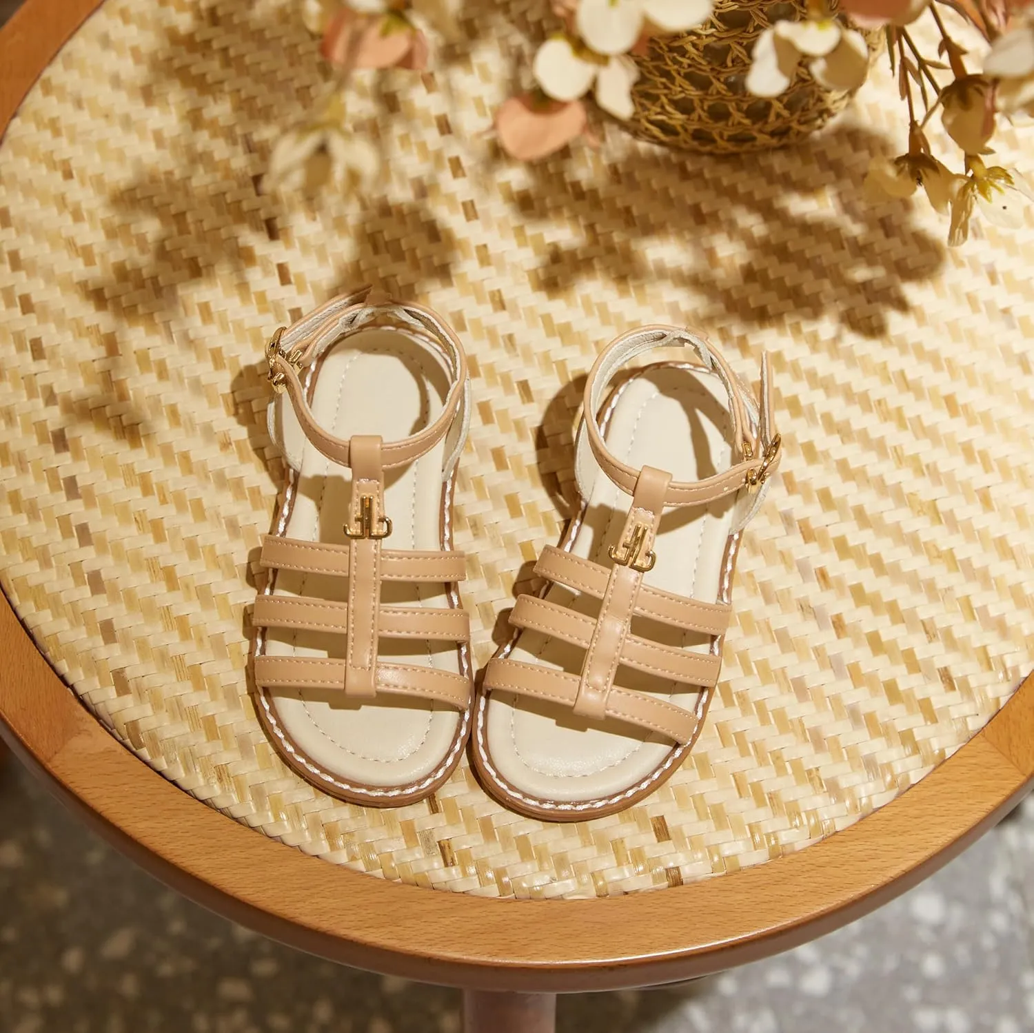 THEE BRON Toddler Girls Gladiator Sandals - Cushioned Comfy Shoes for Princess Summer Play
