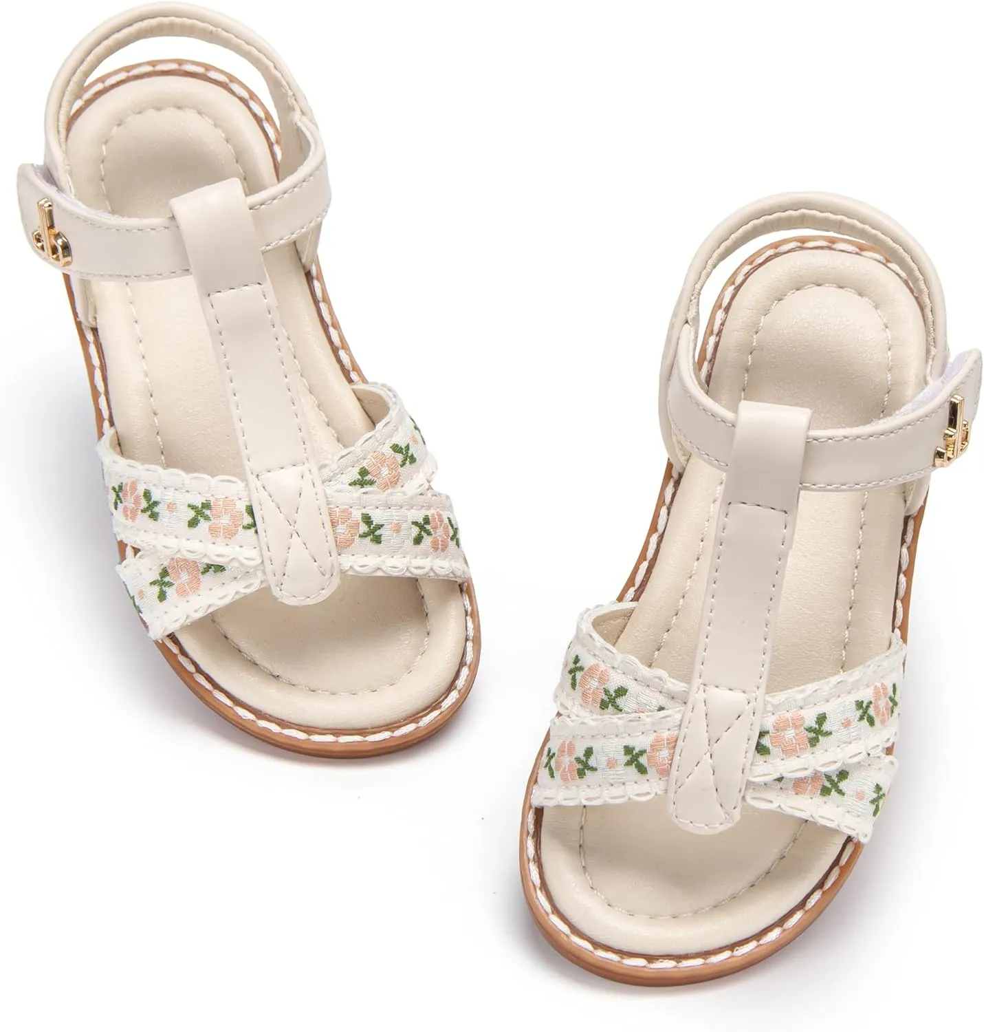 THEE BRON Toddler Girls Gladiator Sandals - Cushioned Comfy Shoes for Princess Summer Play
