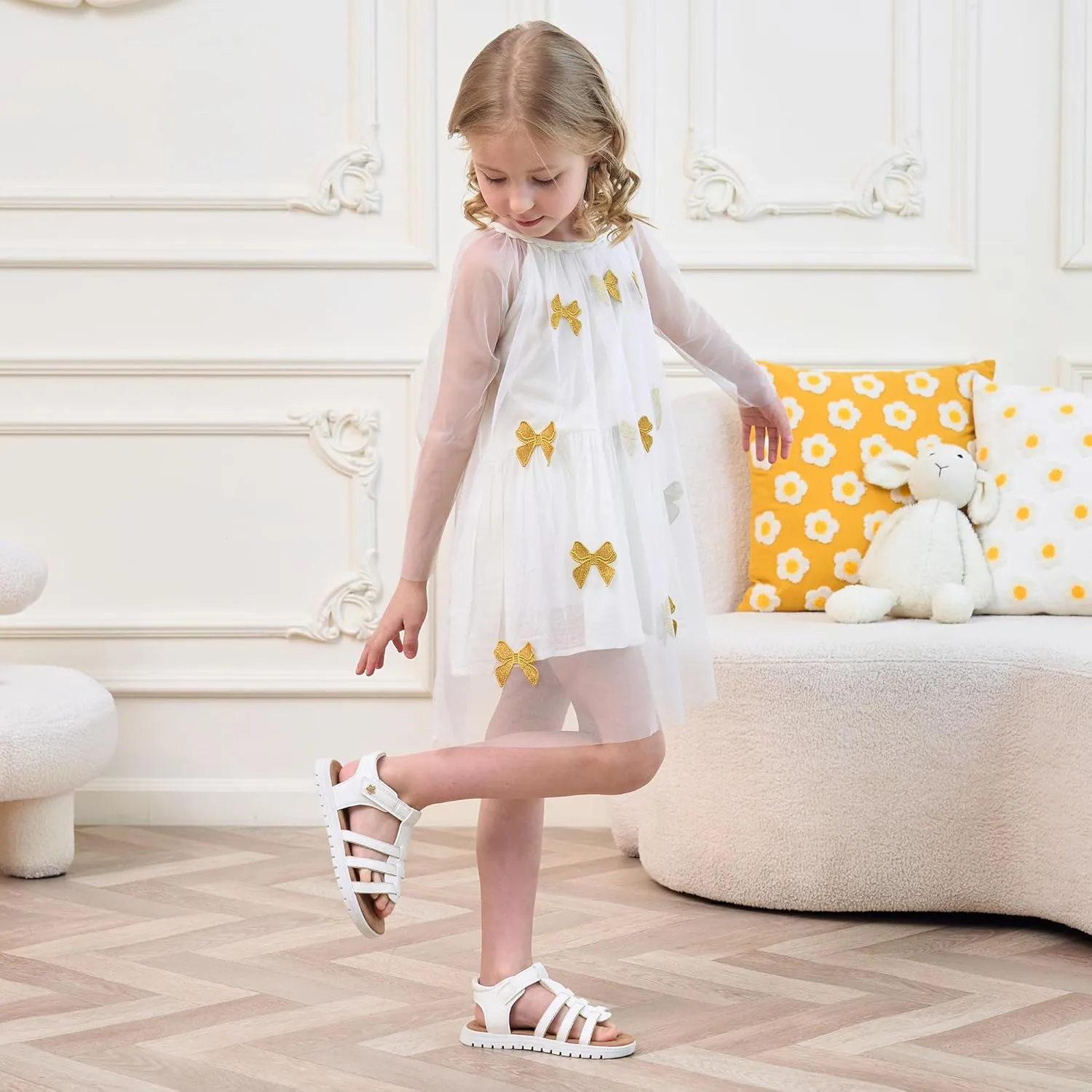 Toddler Girl Sandals Little Kids Summer Dress Shoes Open Toe Flats Princess Sandals for School Beach Party