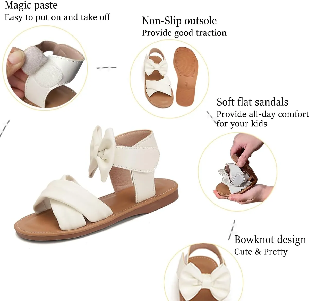 Toddler Girls Sandals Summer Flats Dress Shoes for Baby Little Kids Girl
