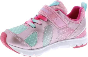 TSUKIHOSHI RAINBOW Kids Shoes - Strap-Closure Machine-Washable Kids Sneakers with Wide Toe Box and Slip-Resistant, Non-Marking Outsoles, Rose/Mint - 4.5 Big Kid (8-12 Years)