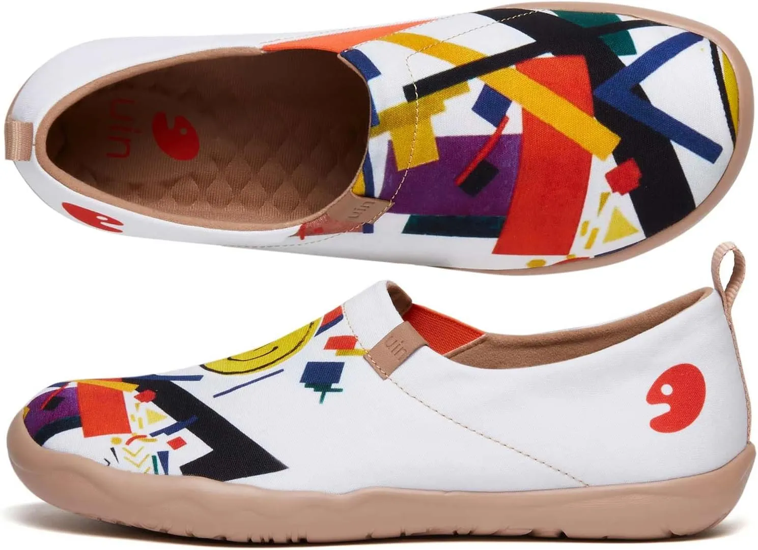 UIN Men's Slip Ons Canvas Lightweight Flats Sneakers Walking Casual Loafers Comfortable Art Painted Travel Shoes