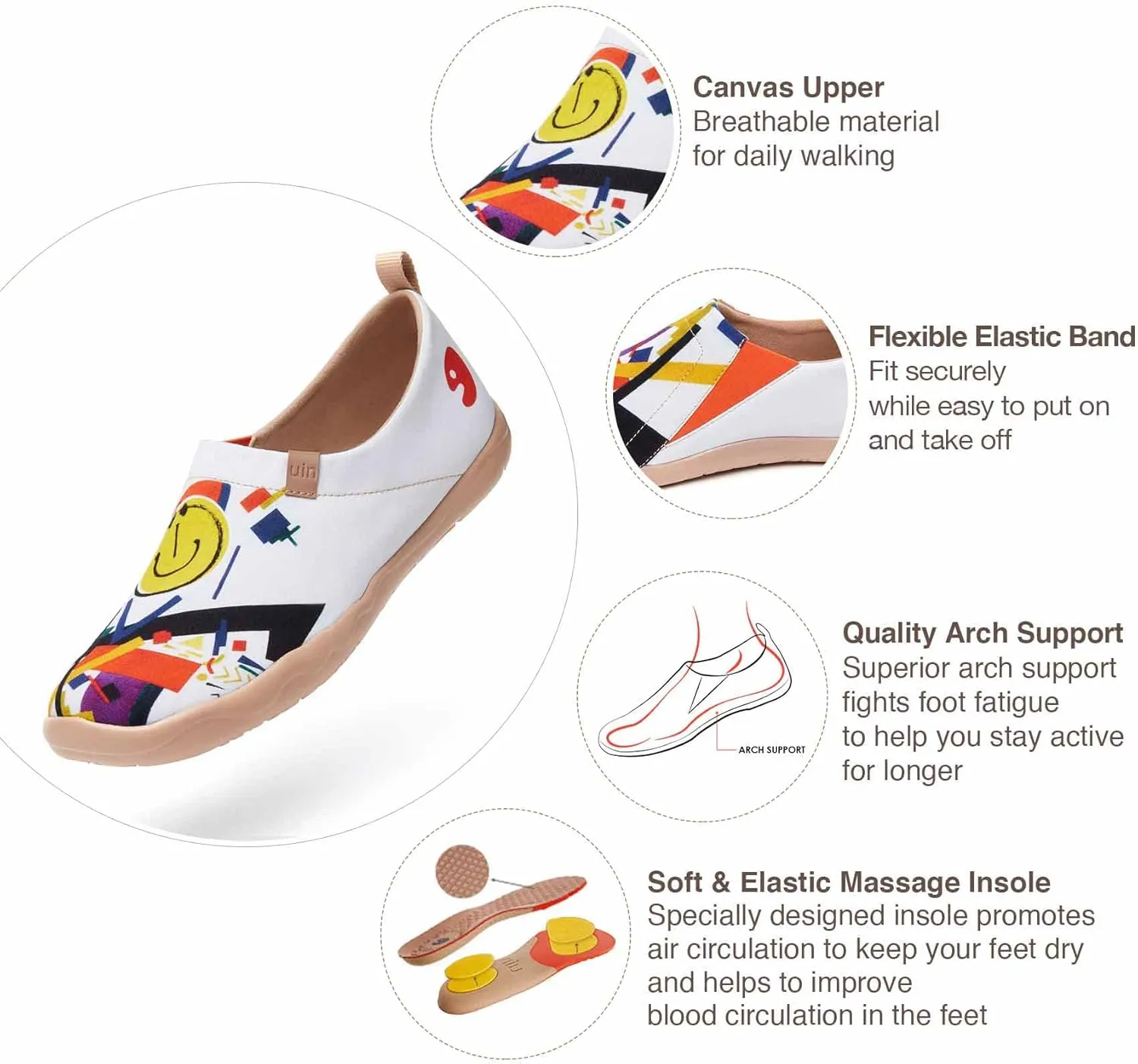 UIN Men's Slip Ons Canvas Lightweight Flats Sneakers Walking Casual Loafers Comfortable Art Painted Travel Shoes