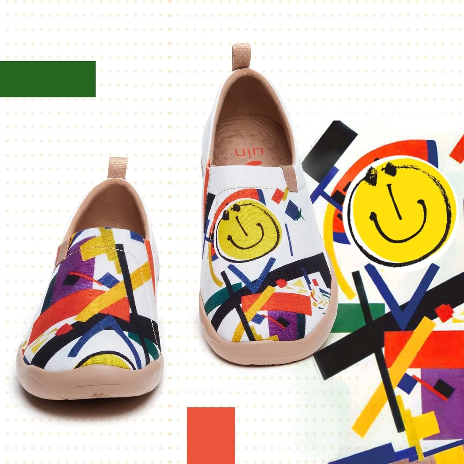 UIN Men's Slip Ons Canvas Lightweight Flats Sneakers Walking Casual Loafers Comfortable Art Painted Travel Shoes