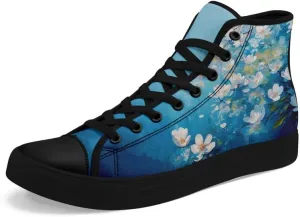 Unisex Fashion High Top Canvas Sneakers Lace-Up Floral Casual Shoes Breathable Walking Tennis Shoes Spring Summer Wear