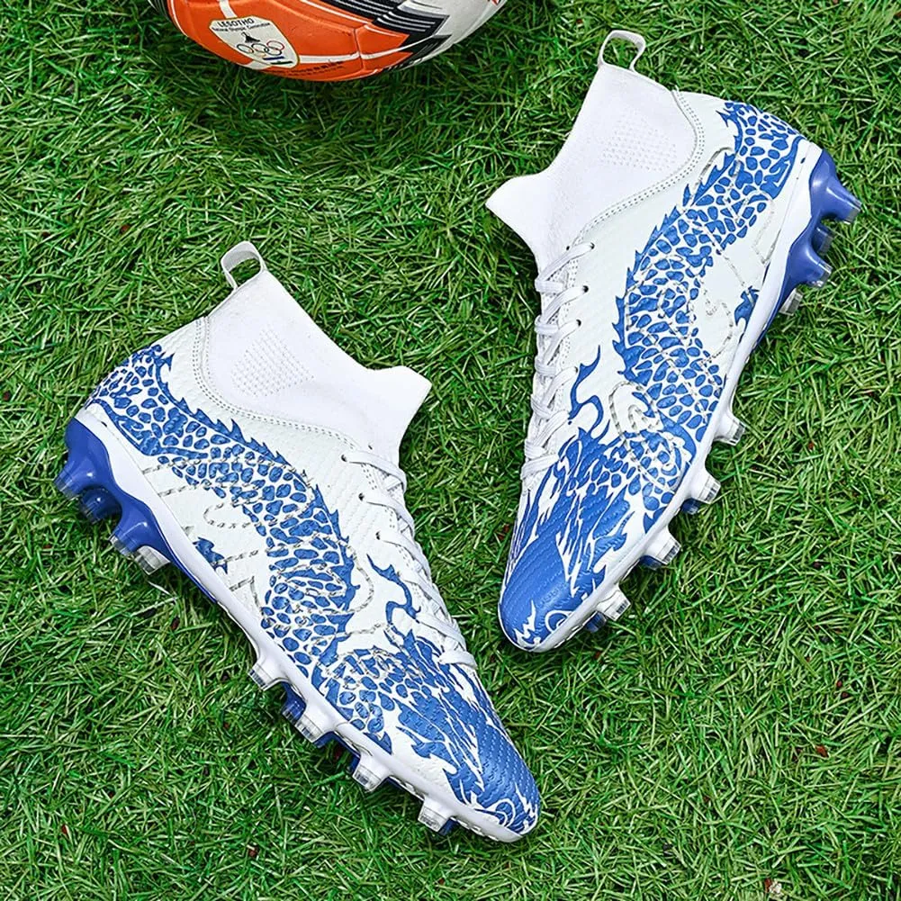 Unisex's AG Cleats Training Football Sneakers Sports Non-Slip Long Studs High-Top Soccer Shoes for Youth