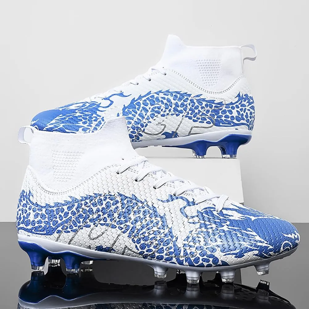 Unisex's AG Cleats Training Football Sneakers Sports Non-Slip Long Studs High-Top Soccer Shoes for Youth