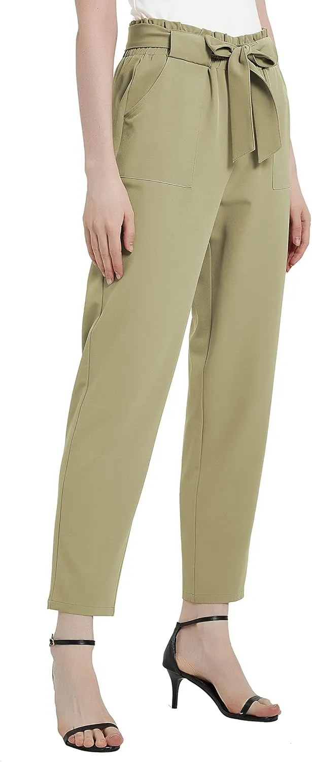 Urban CoCo Womens Casual High Waist Pencil Pants with Bow-Knot Pockets for Work