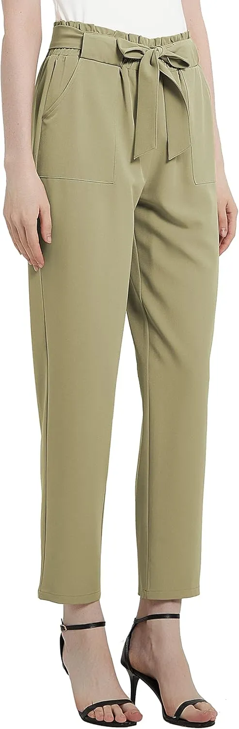 Urban CoCo Womens Casual High Waist Pencil Pants with Bow-Knot Pockets for Work