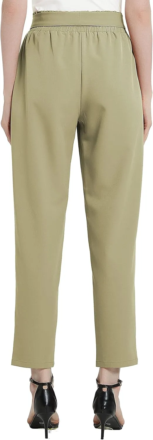 Urban CoCo Womens Casual High Waist Pencil Pants with Bow-Knot Pockets for Work