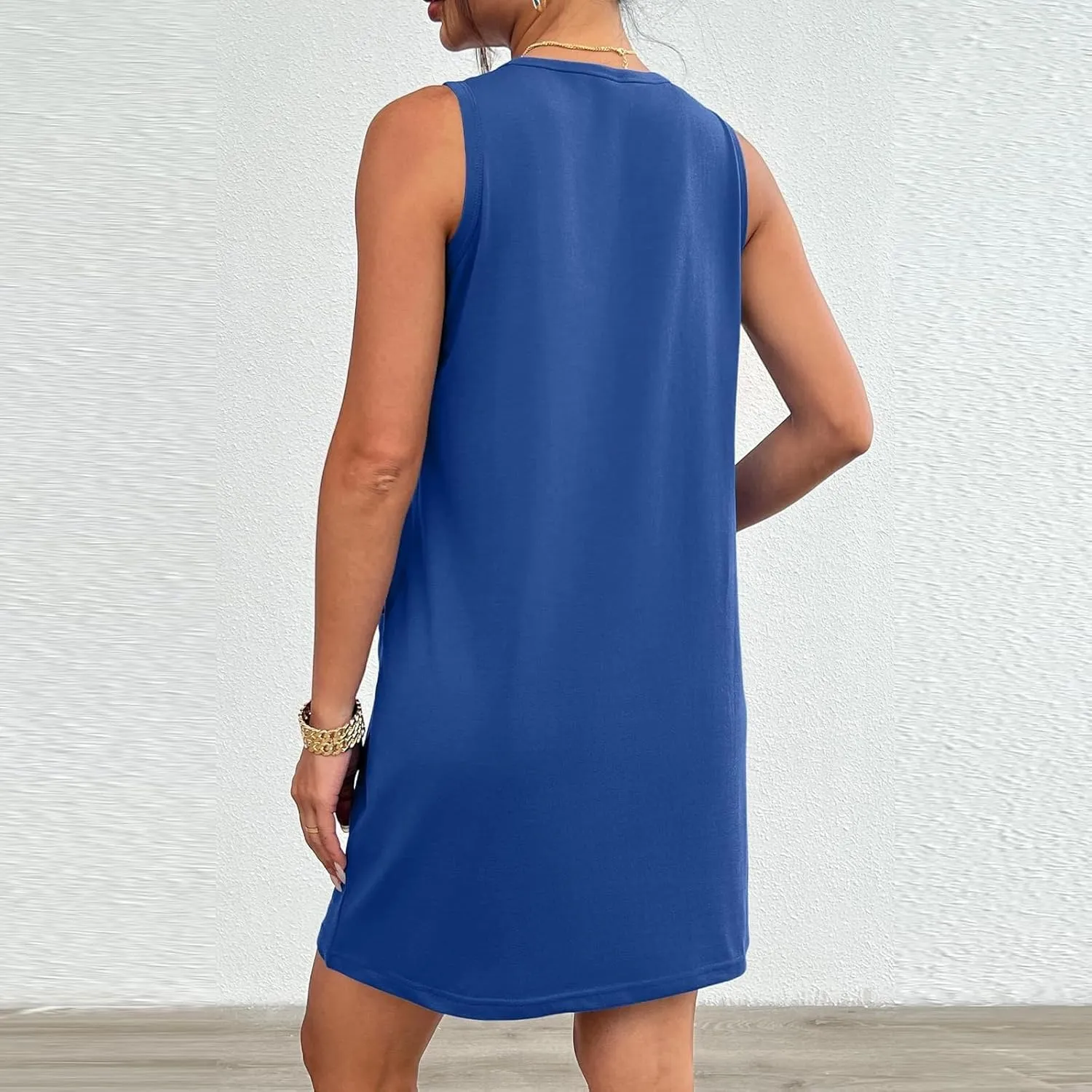 Vacation 2025 Sporty Tank Sundresses for Women Trendy Solid Color Flowy Casual Sun Dresses Tiny Summer Beach Cute