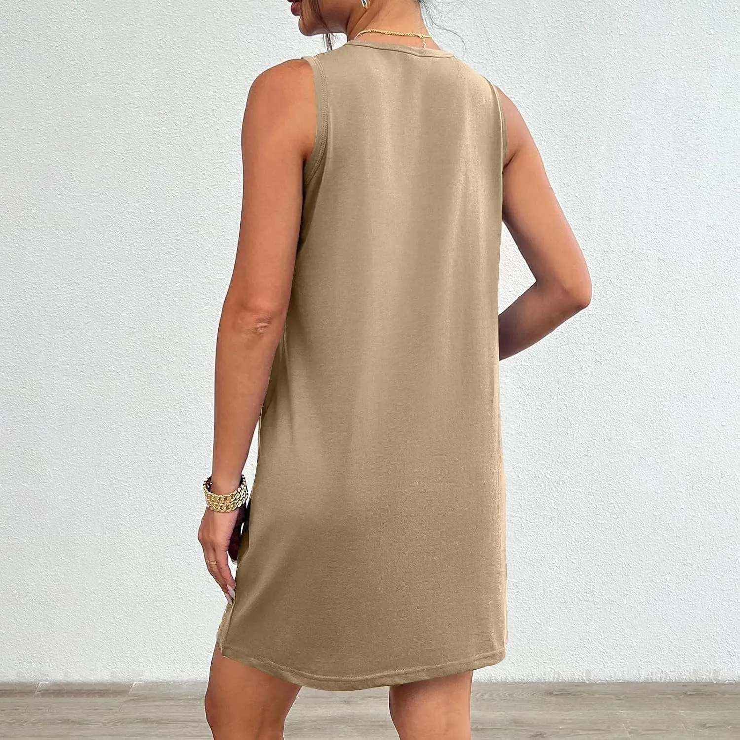 Vacation 2025 Sporty Tank Sundresses for Women Trendy Solid Color Flowy Casual Sun Dresses Tiny Summer Beach Cute