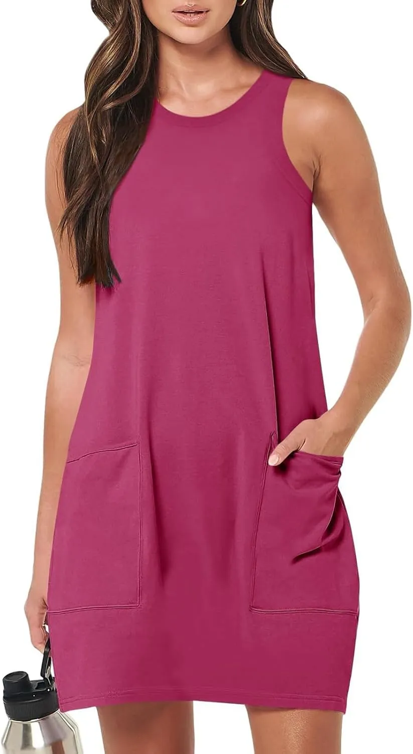 Vacation Trendy Casual Summer Sun Dresses for Women Tiny Solid Color Sporty Beach Sun Dresses Summer Party 2025 Tank