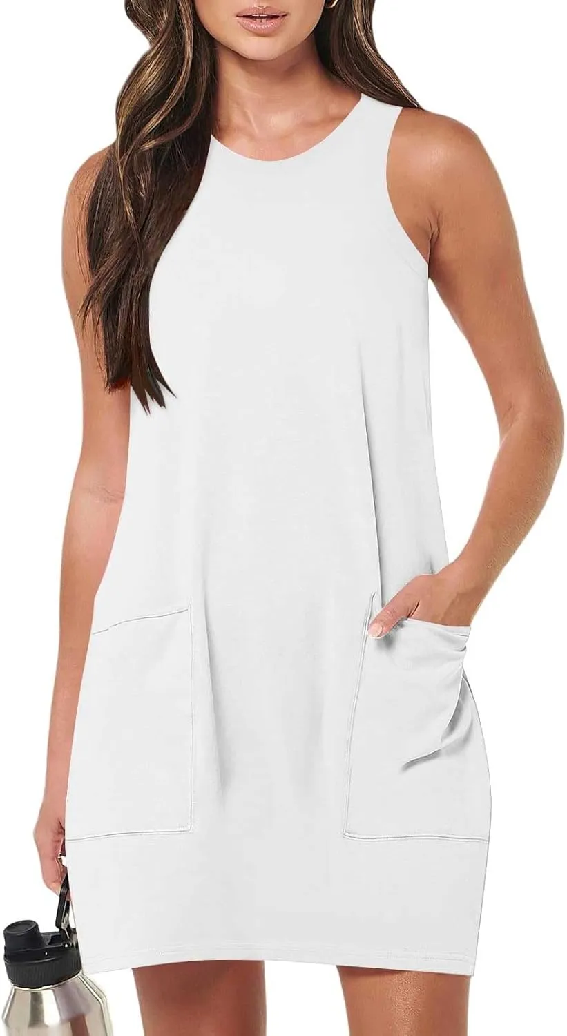 Vacation Trendy Casual Summer Sun Dresses for Women Tiny Solid Color Sporty Beach Sun Dresses Summer Party 2025 Tank