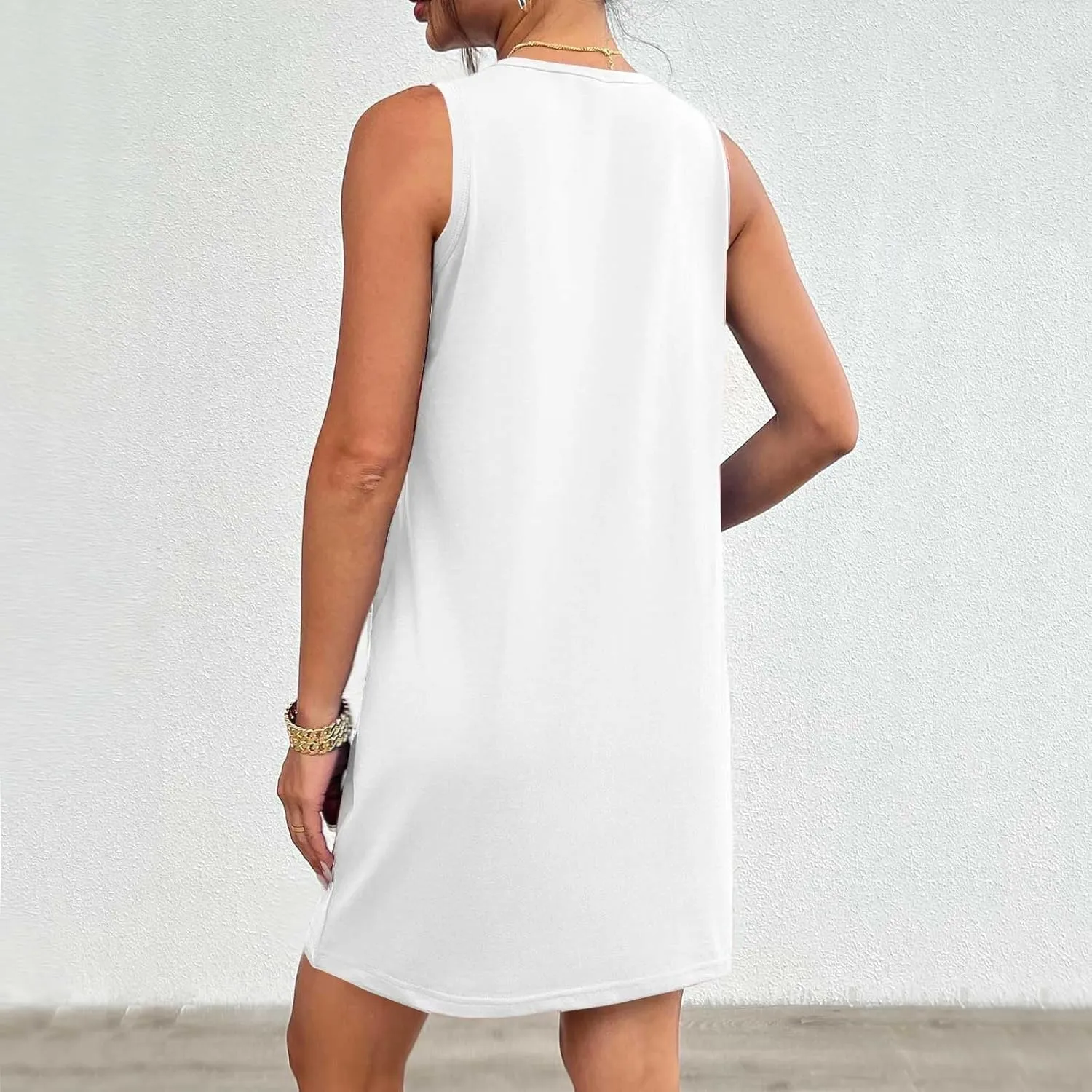 Vacation Trendy Casual Summer Sun Dresses for Women Tiny Solid Color Sporty Beach Sun Dresses Summer Party 2025 Tank