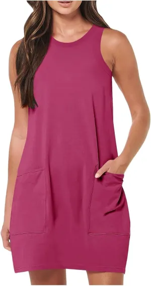 Vacation Trendy Casual Summer Sun Dresses for Women Tiny Solid Color Sporty Beach Sun Dresses Summer Party 2025 Tank