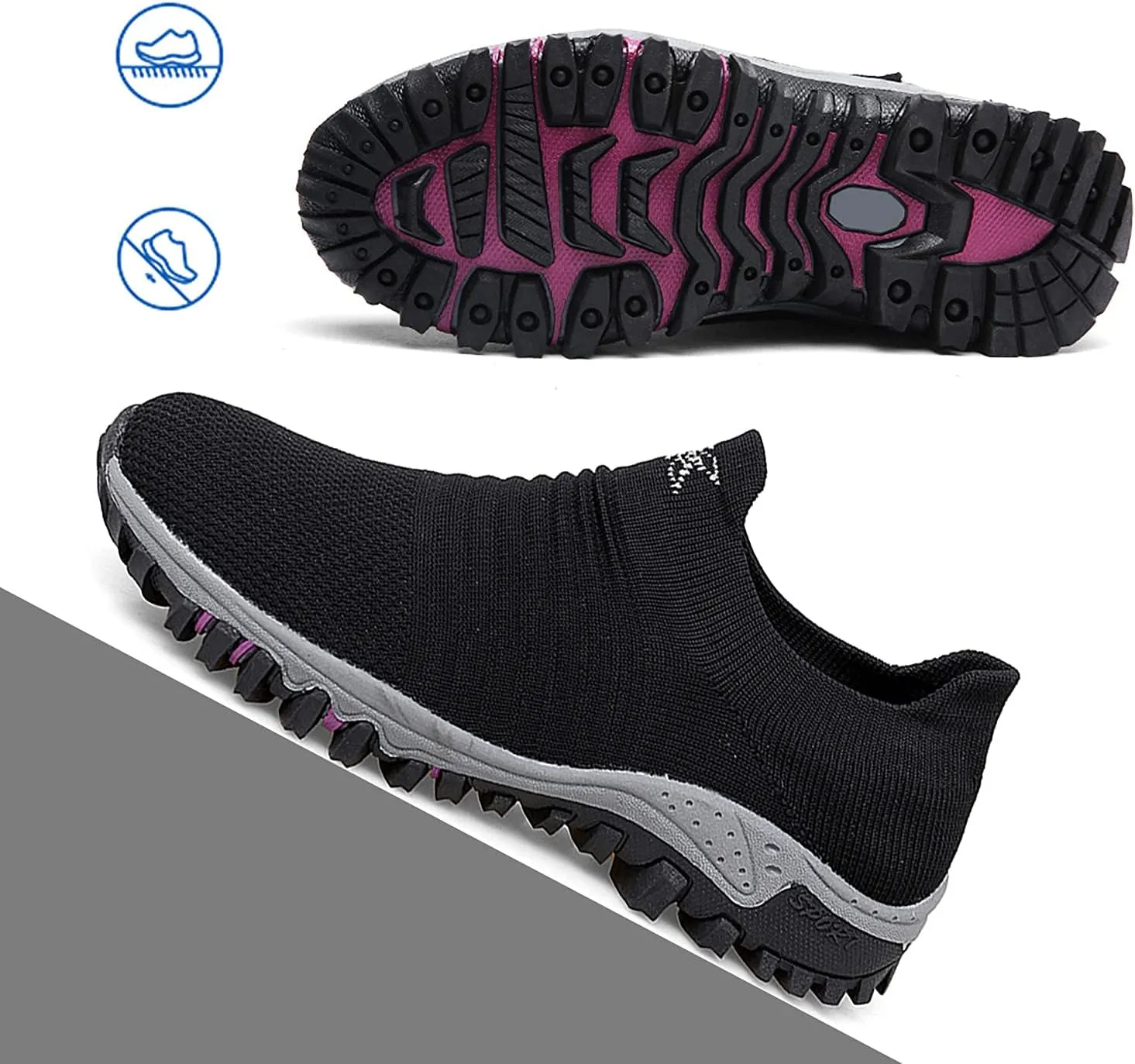 varskarc Women's Walking Shoes Slip on Sock Sneakers Non-Slip Breathe Running Shoes Lightweight Comfortable Casual Athletic Shoes