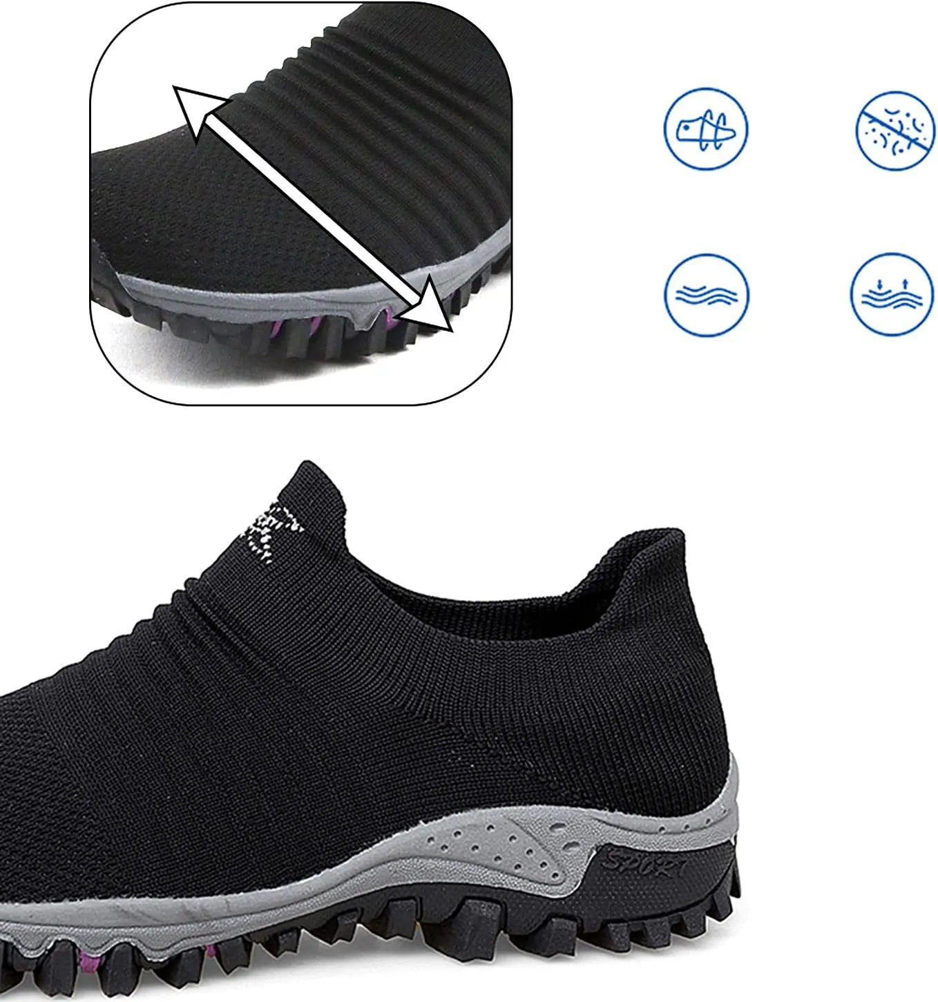 varskarc Women's Walking Shoes Slip on Sock Sneakers Non-Slip Breathe Running Shoes Lightweight Comfortable Casual Athletic Shoes