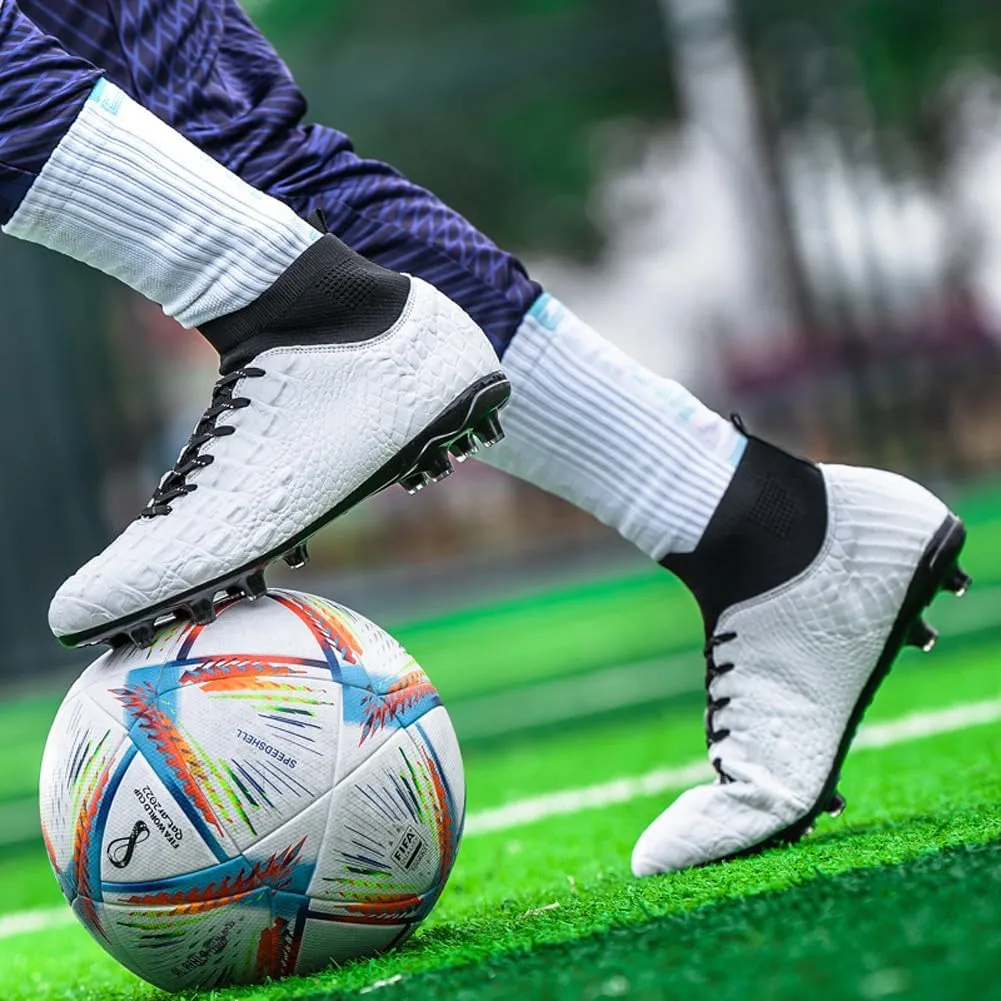 VAXAV Unisex's Fashion Sports High-Top FG Trainers Cleats Football Sneakers Long Studs AG Soccer Shoes
