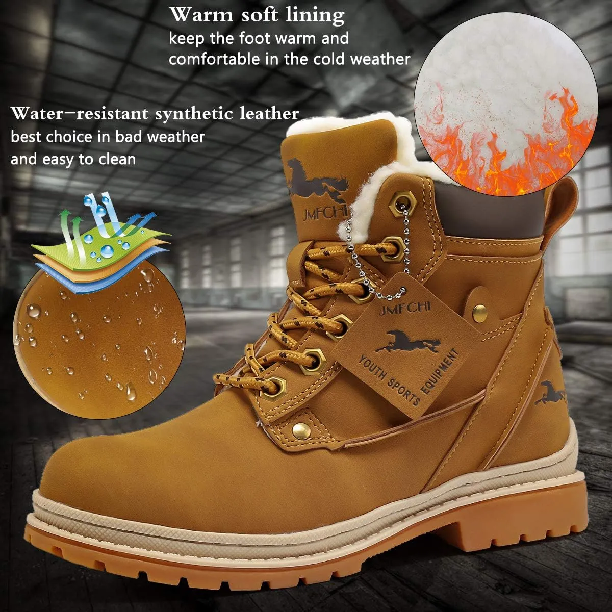 VITUOFLY Boys Hiking Boots Kids Hiking Shoes Girls Outdoor Warm Winter Snow Boots Adventure Trekking Shoes Anti-skid Sneakers Steel Buckle Durable Comfortable