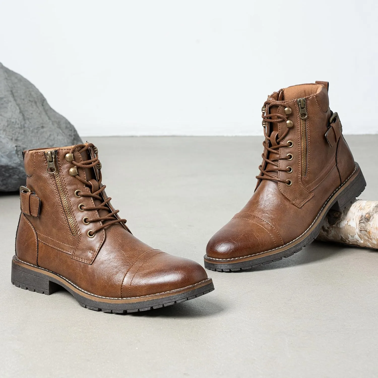 Vostey Men's Boots Boots for Men Casual Boots Motorcycle Combat Ankle Dress Boots Mens