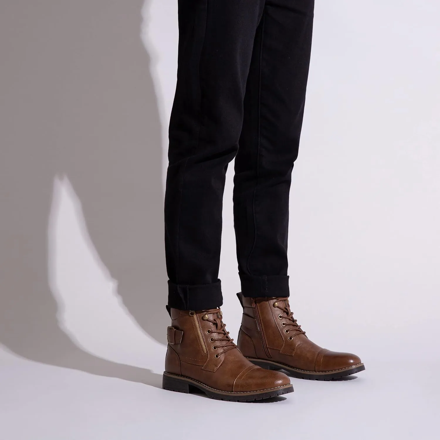 Vostey Men's Boots Boots for Men Casual Boots Motorcycle Combat Ankle Dress Boots Mens
