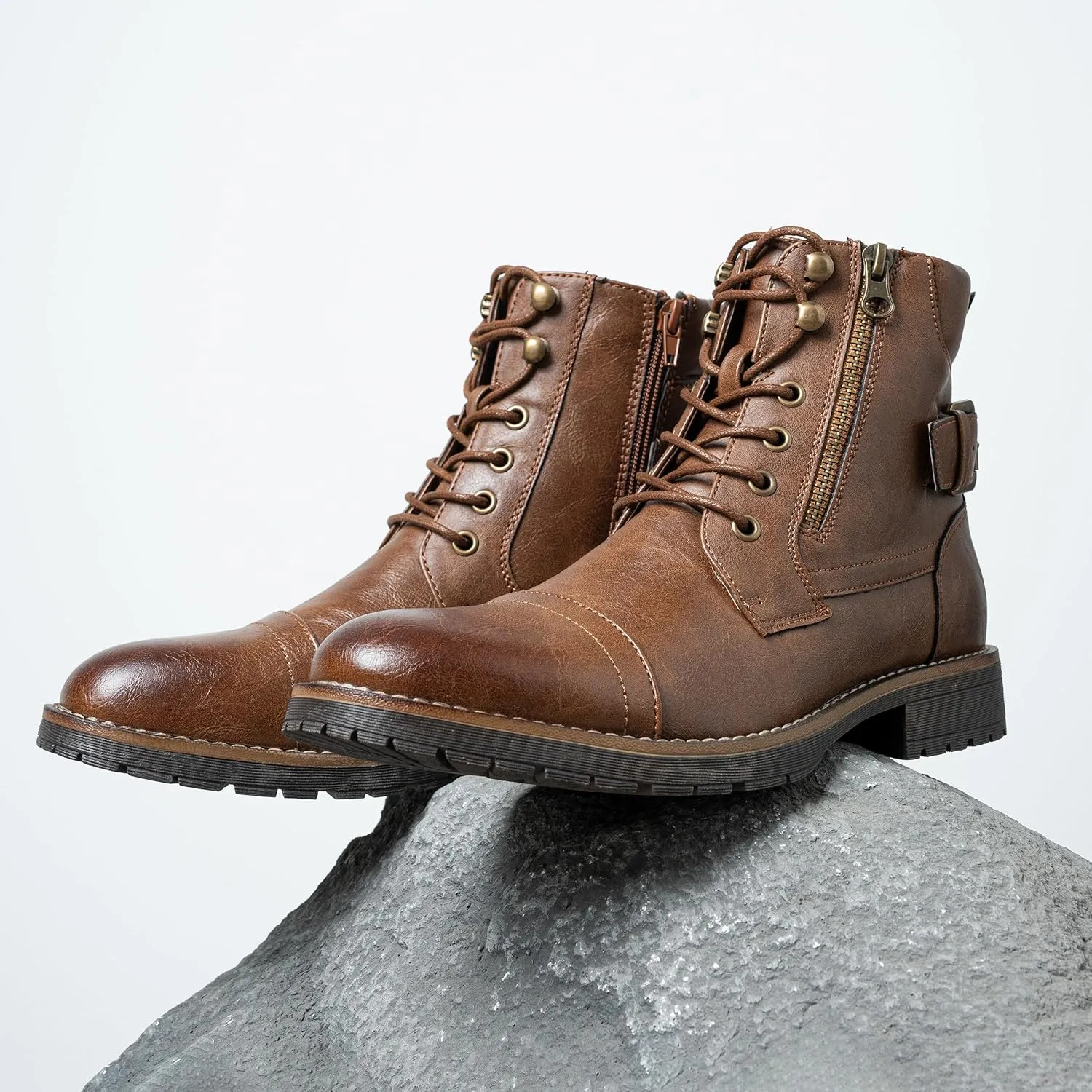 Vostey Men's Boots Boots for Men Casual Boots Motorcycle Combat Ankle Dress Boots Mens