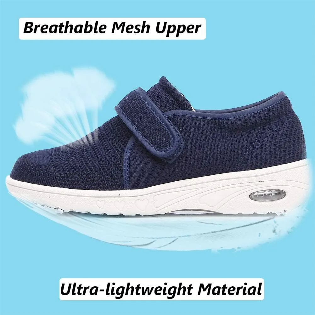W&LESVAGO Breathable Lightweight Adjustable Diabetic Shoes Wide Width Air Cushion Walking Sneakers for Women Swollen Feet