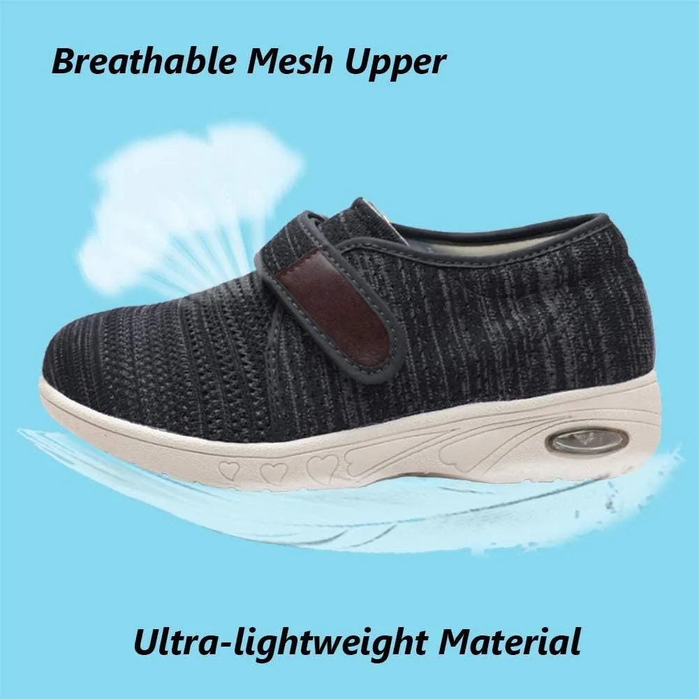 W&LESVAGO Breathable Lightweight Adjustable Diabetic Shoes Wide Width Air Cushion Walking Sneakers for Women Swollen Feet