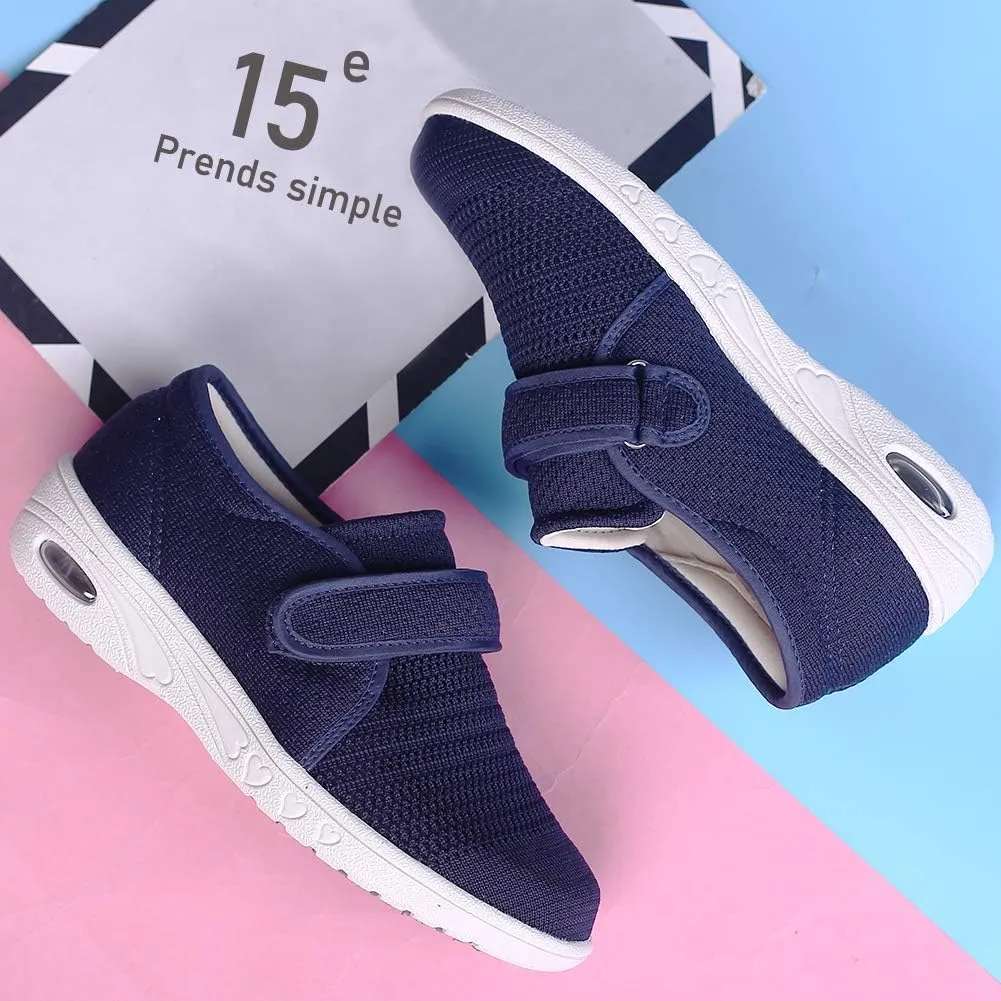 W&LESVAGO Breathable Lightweight Adjustable Diabetic Shoes Wide Width Air Cushion Walking Sneakers for Women Swollen Feet