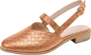 Weave Sandal for Women Fashion Pointed Toe Closed Toe Cutout Strap Buckle Low Heel Casual Shoes Summer Comfortable Flat Slides Mules Shoes